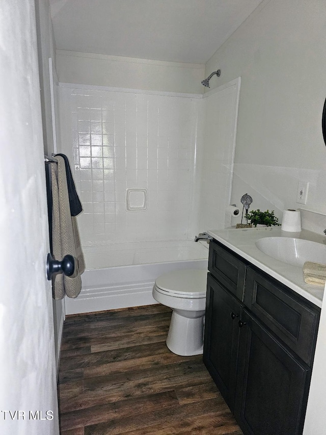 8929 Gateway Dr, Wise, VA 24293 - full bathroom featuring tub / shower combination, vanity, wood finished floors, and toilet