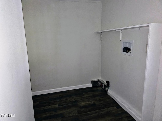 8929 Gateway Dr, Wise, VA 24293 - laundry room featuring dark wood-type flooring, baseboards, and hookup for a washing machine