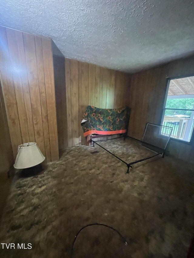 763 Sloantown Rd, Duffield, VA 24244 - sitting room featuring a textured ceiling and wooden walls
