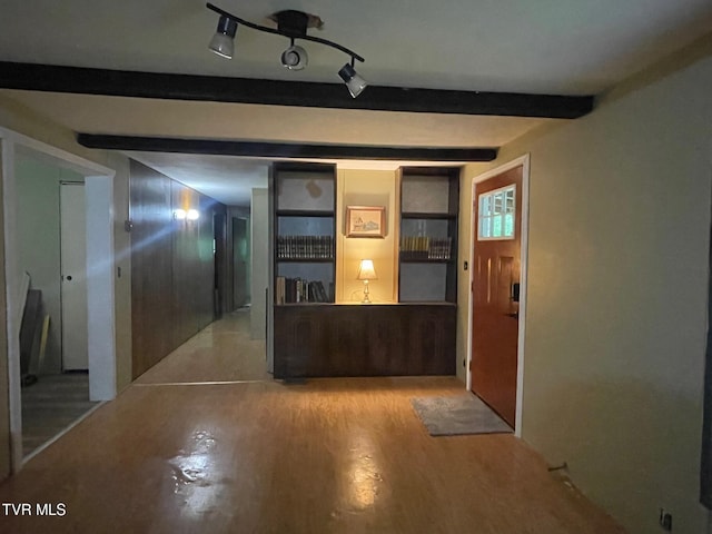 763 Sloantown Rd, Duffield, VA 24244 - hall featuring beam ceiling and wood finished floors