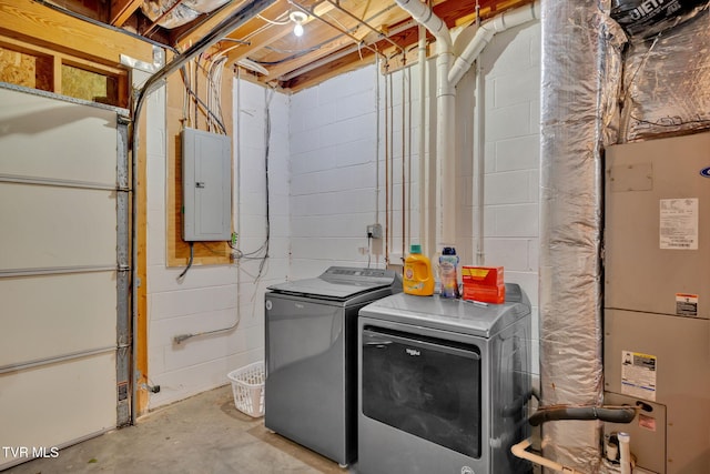 38 Lake Village Ct Unit 38, Johnson City, TN 37601 - washroom featuring electric panel, washer and clothes dryer, and concrete block wall