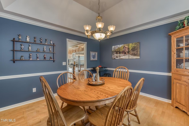 620 Glen Oaks Pl, Johnson City, TN 37615 - dining area featuring light wood-style floors, a chandelier, ornamental molding, and baseboards