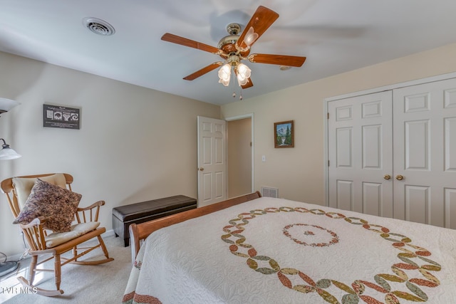 620 Glen Oaks Pl, Johnson City, TN 37615 - bedroom featuring a closet, carpet, and a ceiling fan