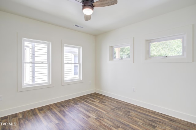408 Levelin St, Erwin, TN 37650 - empty room with a ceiling fan, baseboards, and dark wood-style floors