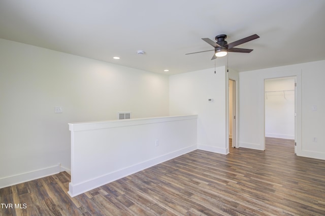 408 Levelin St, Erwin, TN 37650 - empty room with ceiling fan, wood finished floors, baseboards, and recessed lighting