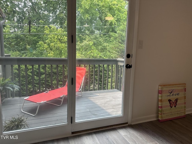 516 Fleetwood Ct Unit F, Kingsport, TN 37660 - doorway to outside with wood finished floors, plenty of natural light, and baseboards