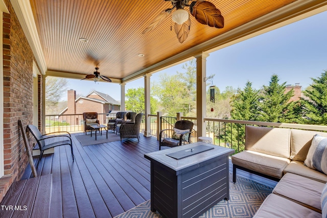 2001 Springfield Ave, Kingsport, TN 37664 - wooden terrace featuring a ceiling fan and an outdoor hangout area