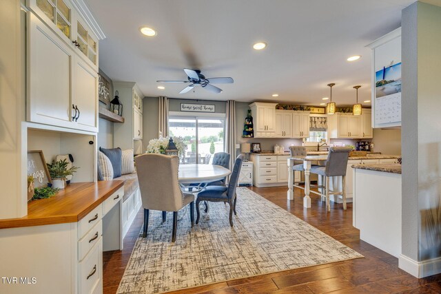 110 Emmanuel Dr, Johnson City, TN 37601 - dining space with a ceiling fan, recessed lighting, and dark wood-type flooring