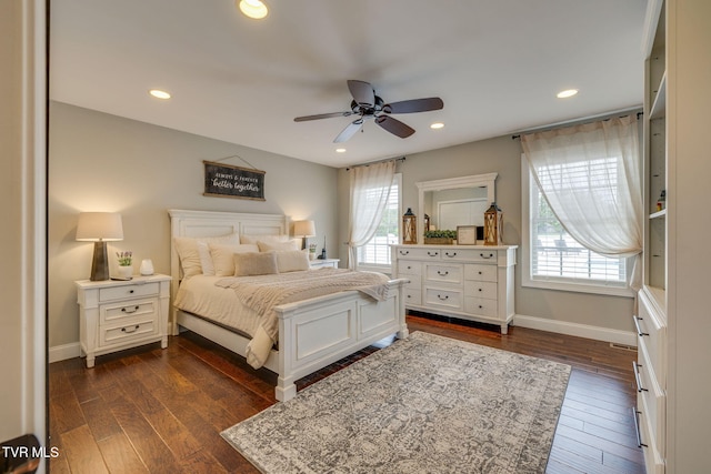 110 Emmanuel Dr, Johnson City, TN 37601 - bedroom featuring multiple windows, dark wood-style floors, baseboards, and recessed lighting