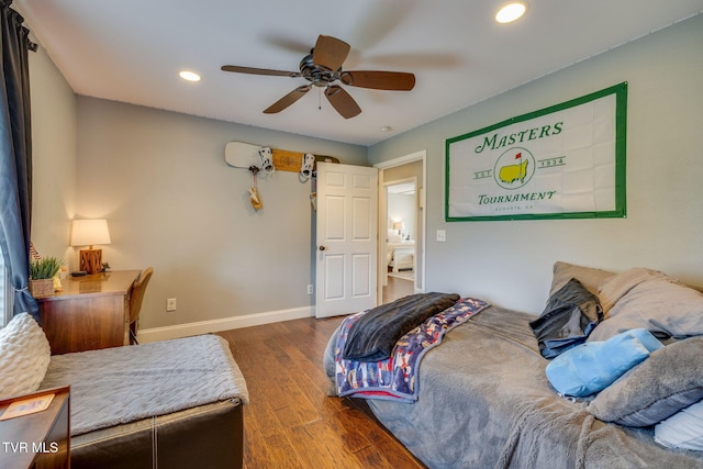 110 Emmanuel Dr, Johnson City, TN 37601 - bedroom featuring recessed lighting, wood finished floors, baseboards, and a ceiling fan