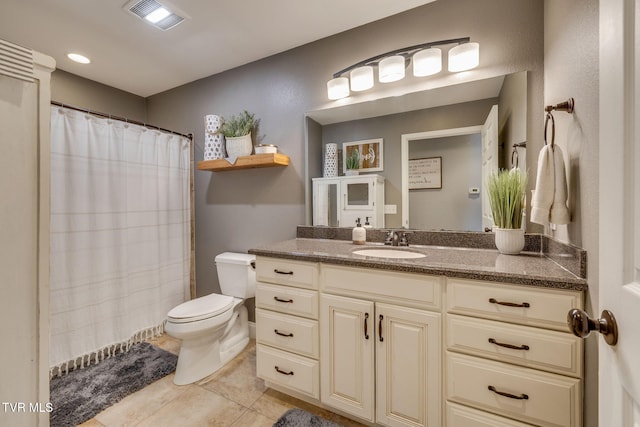 110 Emmanuel Dr, Johnson City, TN 37601 - full bathroom with toilet, vanity, tile patterned floors, and curtained shower