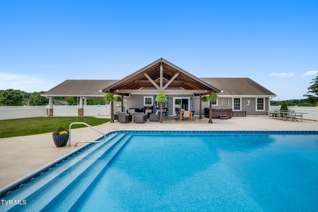 110 Emmanuel Dr, Johnson City, TN 37601 - view of swimming pool with an outdoor living space, a hot tub, and a patio area