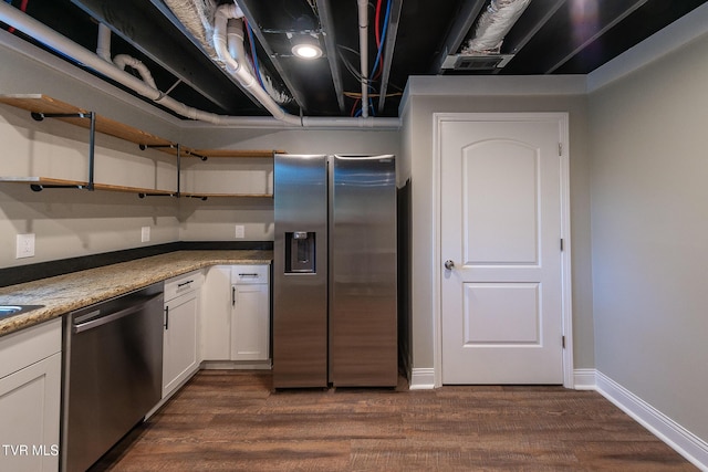 1236 Nassau Dr, Kingsport, TN 37660 - kitchen featuring stainless steel appliances, open shelves, white cabinetry, and dark wood-type flooring