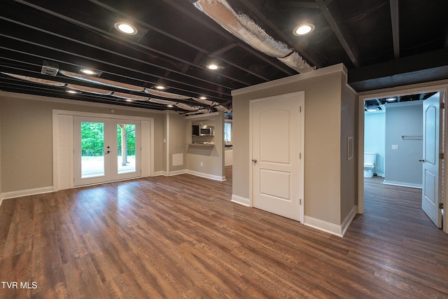 1236 Nassau Dr, Kingsport, TN 37660 - unfurnished living room featuring wood finished floors, baseboards, and french doors