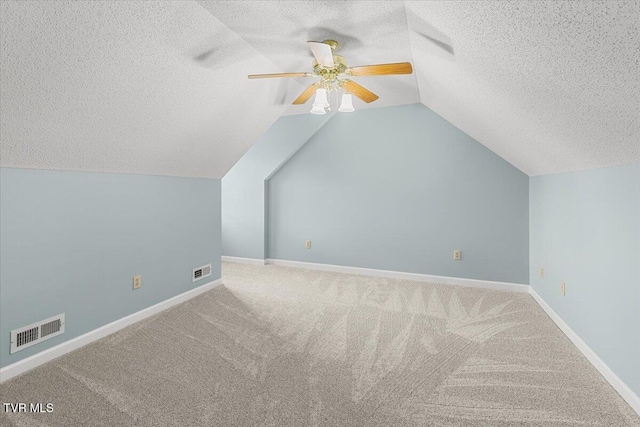 2700 Indian Ridge Rd Unit 12, Johnson City, TN 37604 - additional living space featuring a textured ceiling, a ceiling fan, carpet flooring, lofted ceiling, and baseboards