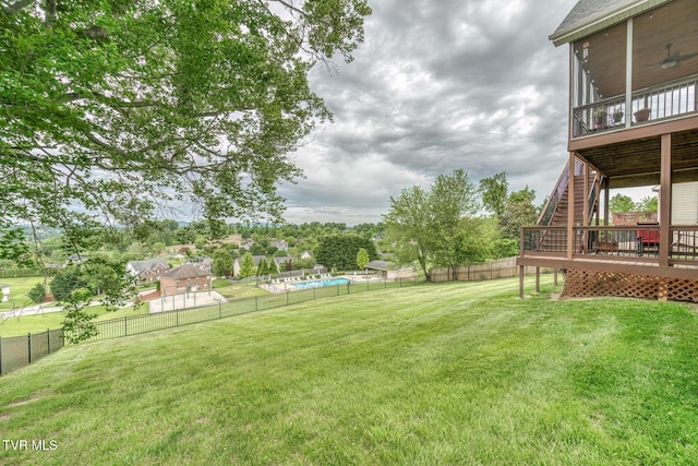 220 Michaels Ridge Blvd, Johnson City, TN 37615 - view of yard with a wooden deck, stairway, and a sunroom
