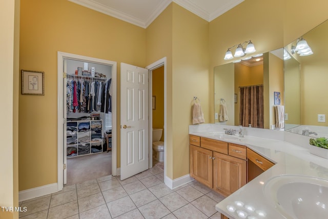 220 Michaels Ridge Blvd, Johnson City, TN 37615 - full bathroom with ornamental molding, vanity, toilet, tile patterned floors, and baseboards