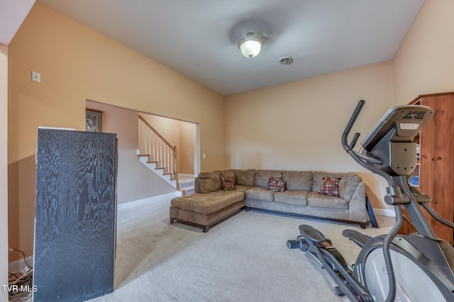 220 Michaels Ridge Blvd, Johnson City, TN 37615 - carpeted living area with stairway and baseboards