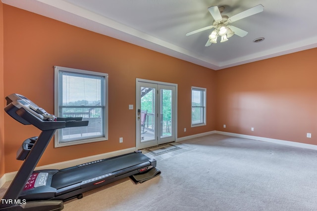 220 Michaels Ridge Blvd, Johnson City, TN 37615 - exercise area with carpet flooring, baseboards, and a ceiling fan