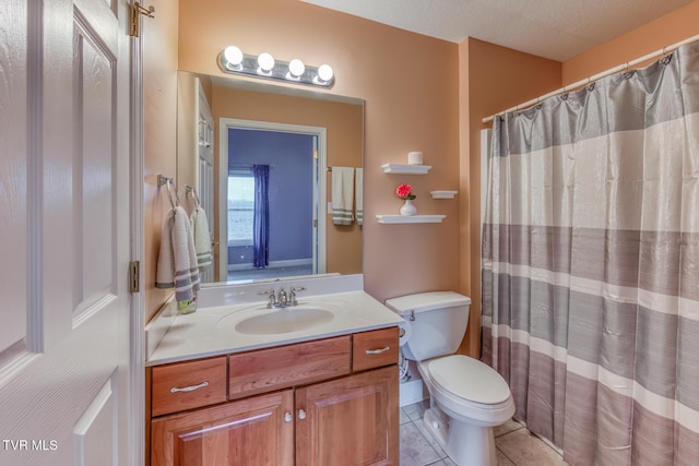 220 Michaels Ridge Blvd, Johnson City, TN 37615 - bathroom featuring vanity, toilet, tile patterned floors, and a shower with shower curtain