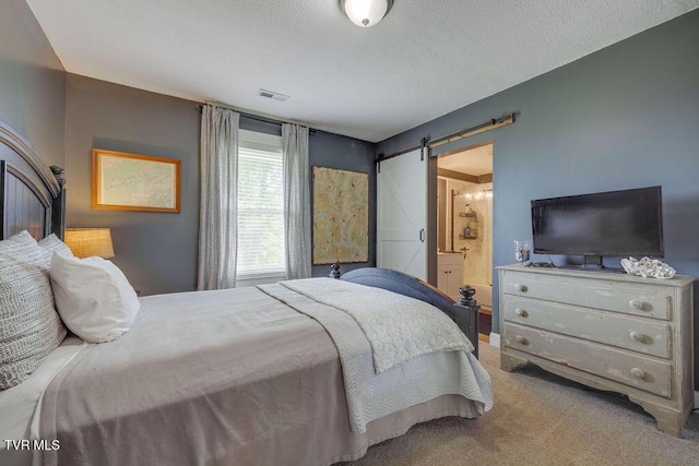 3901 Rocky Hill Ln, Kingsport, TN 37660 - bedroom featuring a barn door, carpet, and ensuite bathroom