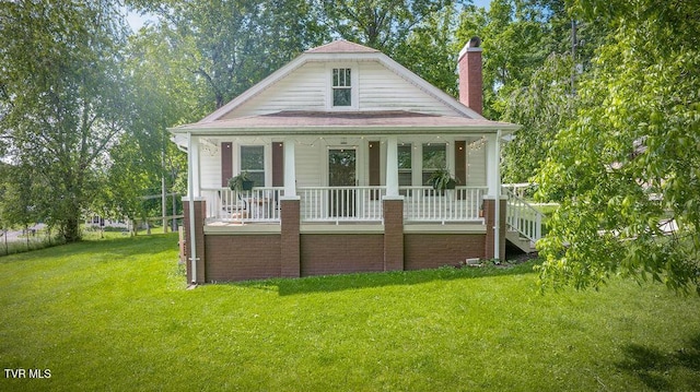 3901 Rocky Hill Ln, Kingsport, TN 37660 - bungalow-style home with a porch, a chimney, a front yard, and stairway