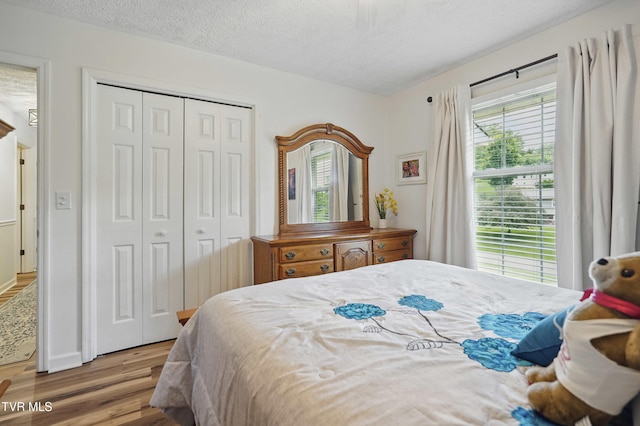 5009 Surrey Dr, Kingsport, TN 37664 - bedroom with wood finished floors, a closet, and a textured ceiling
