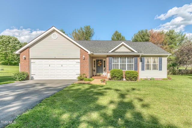 266 Booher Rd, Bristol, TN 37620 - ranch-style home with driveway, brick siding, a front lawn, and an attached garage