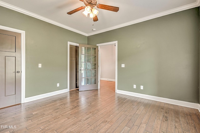 1030 Savin Fls, Gray, TN 37615 - empty room with baseboards, a ceiling fan, crown molding, and wood finished floors