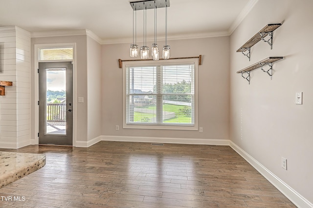 1030 Savin Fls, Gray, TN 37615 - unfurnished dining area with hardwood / wood-style flooring, ornamental molding, and baseboards
