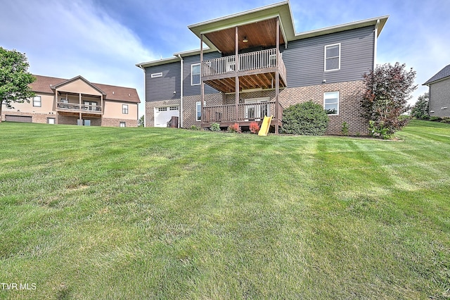 1030 Savin Fls, Gray, TN 37615 - rear view of property with brick siding, a lawn, and a balcony