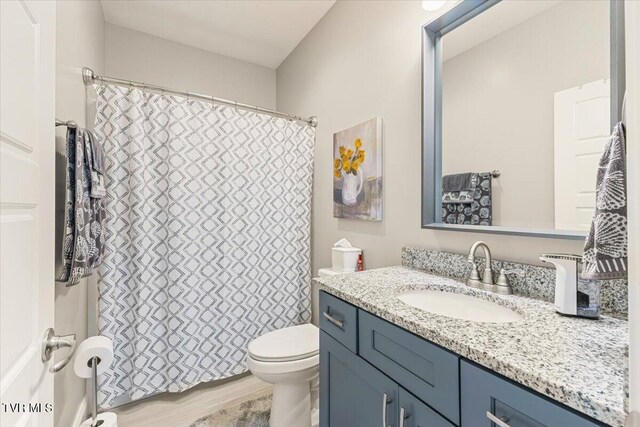 3321 Cottage Green Ct, Kingsport, TN 37664 - bathroom featuring vanity, toilet, and curtained shower