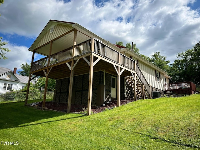 326 Park Ave, Appalachia, VA 24216 - back of house featuring a deck, central AC, and stairs