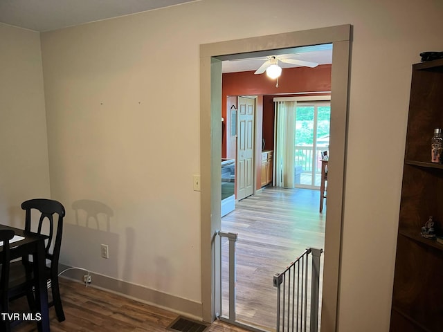 326 Park Ave, Appalachia, VA 24216 - dining space with ceiling fan, wood finished floors, and baseboards
