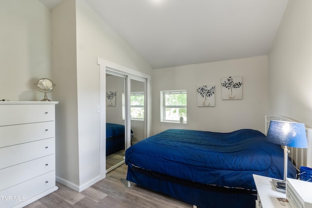 2087 Fodderstack Mountain Loop, Greeneville, TN 37745 - bedroom with wood finished floors, vaulted ceiling, baseboards, and a closet