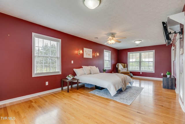 516 Bowmantown Rd, Telford, TN 37690 - bedroom featuring light wood finished floors, a textured ceiling, baseboards, and a ceiling fan