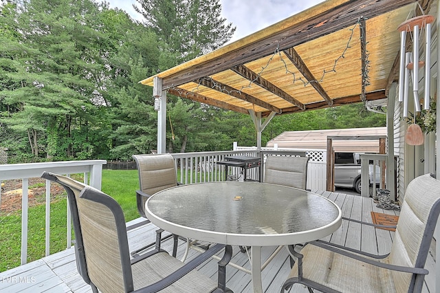 481 Pleasant Hill Rd, Blountville, TN 37617 - wooden terrace featuring outdoor dining area and a yard