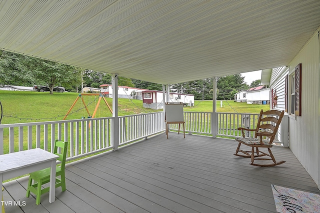 481 Pleasant Hill Rd, Blountville, TN 37617 - wooden terrace featuring a yard and a playground