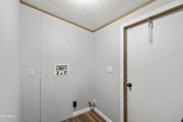 1830 Dover Rd, Morristown, TN 37813 - laundry area with washer hookup, dark wood-style flooring, a textured ceiling, and baseboards