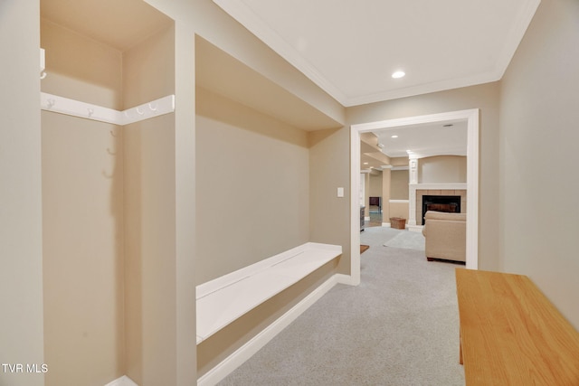 5 Carriage Ct, Johnson City, TN 37604 - corridor with carpet floors, recessed lighting, baseboards, and crown molding