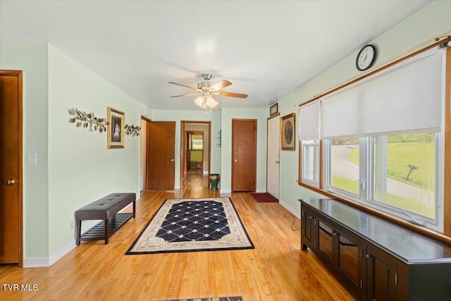 105 Meredith Dr, Elizabethton, TN 37643 - foyer entrance featuring light wood-style flooring, baseboards, and a ceiling fan