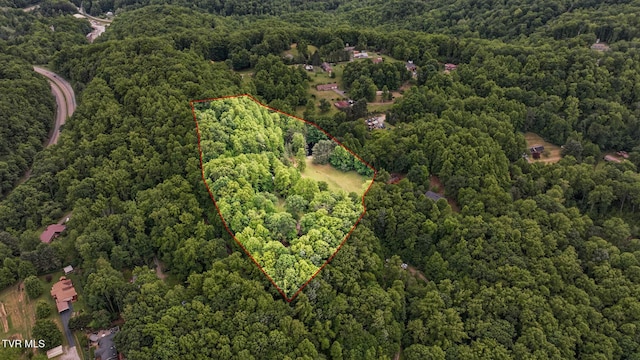 8466 Courtland Rd, Wise, VA 24293 - aerial overview of property's location featuring a heavily wooded area and property parcel outlined
