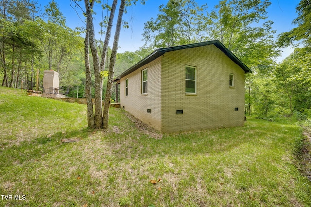 455 Okey Mowell Rd, Kingsport, TN 37660 - view of property exterior with crawl space, brick siding, and a lawn