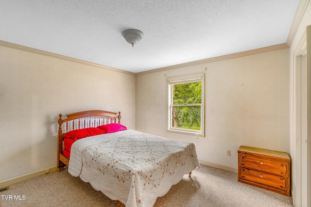 1605 Ryder Church Rd, Bluff City, TN 37618 - bedroom with ornamental molding, carpet floors, and a textured ceiling