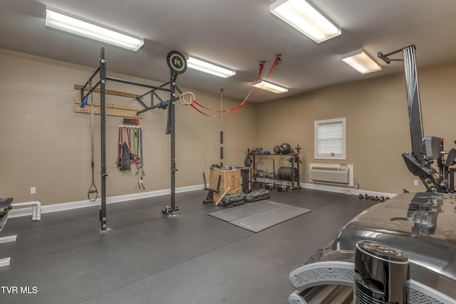 22319 Campground Rd, Bristol, VA 24202 - exercise room featuring a wall mounted AC and baseboards