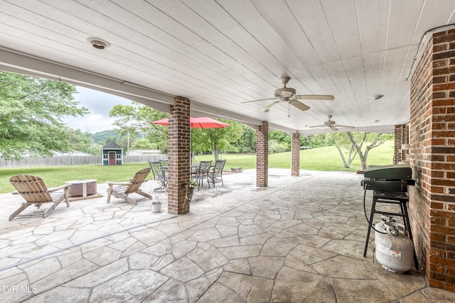 22319 Campground Rd, Bristol, VA 24202 - view of patio / terrace with a ceiling fan, outdoor dining area, and a grill