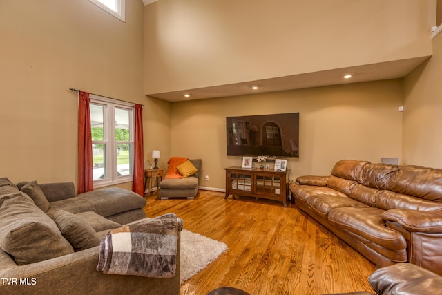 22319 Campground Rd, Bristol, VA 24202 - living area featuring wood finished floors, a towering ceiling, and baseboards