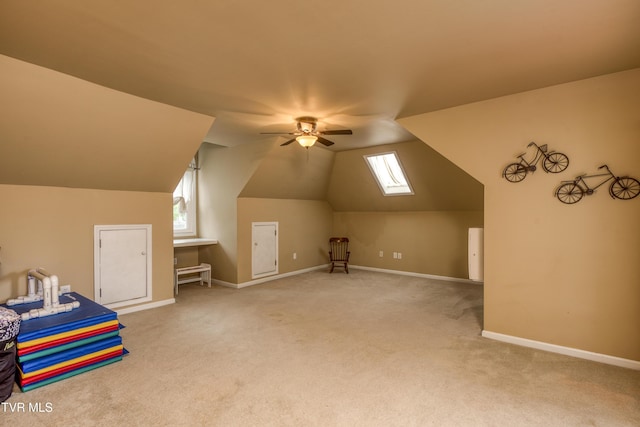 22319 Campground Rd, Bristol, VA 24202 - bonus room with carpet, ceiling fan, lofted ceiling, baseboards, and a skylight