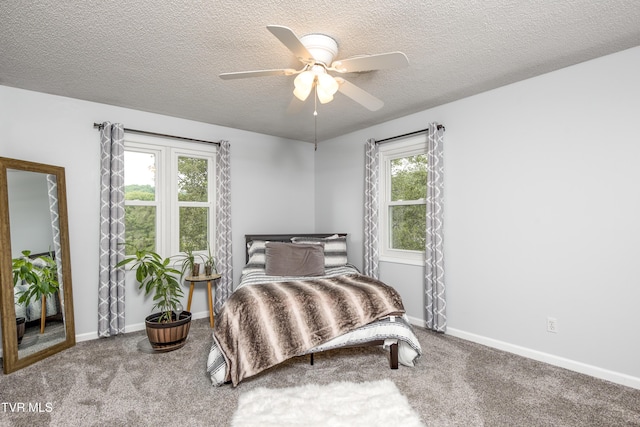 22319 Campground Rd, Bristol, VA 24202 - carpeted bedroom with a textured ceiling, baseboards, and a ceiling fan