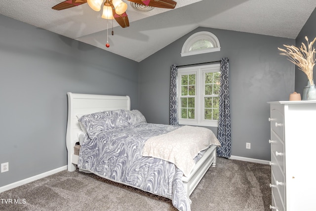 22319 Campground Rd, Bristol, VA 24202 - bedroom with carpet flooring, lofted ceiling, a textured ceiling, ceiling fan, and baseboards